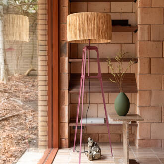 Dutchbone Vloerlamp 'Afra' Raffia, 157cm, kleur Plum