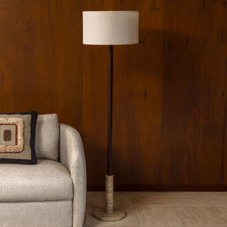 Dutchbone Vloerlamp 'Jackson' Travertin en hout, 157cm hoog
