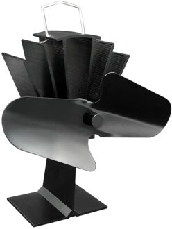 Duurzaam 2 Blades Aluminium Zwart Warmte Aangedreven Kachel Fan Brandstofbesparing Kachel Fan Milieuvriendelijke Hout Brander Kachel Ventilator