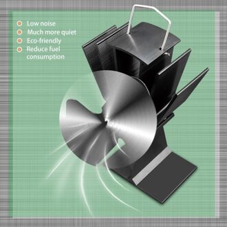 Duurzaam 2 Blades Aluminium Zwart Warmte Aangedreven Kachel Fan Brandstofbesparing Milieuvriendelijke Houten Brander Kachel Ventilator