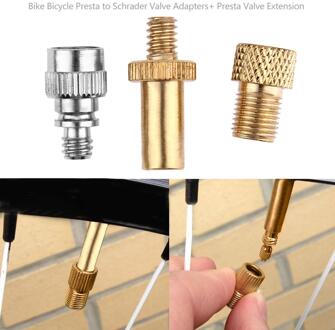 Duurzaam 3 Stks/set Fiets Presta Aan Schrader Valve Adapters + Presta Ventiel Uitbreiding Metalen Materiaal Fiets Accessoires Onderdelen