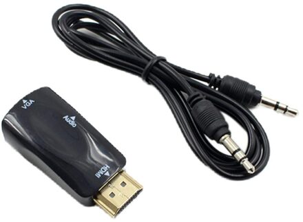 Duurzaam Hdmi Naar Vga Adapter Met Audio Converter Man-vrouw Audio Voor Pc Laptop Hdtv Dvd Goede Prestaties zwart