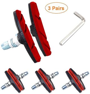 Duurzaam Outdoor Sport Fietsen Mountainbike Road Fietsen Rubber Vbrake Houder Schoenen Pads Accessoires Een Paar Pads 3 paar- rood