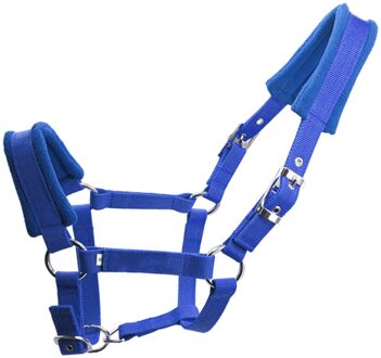 Duurzaam Paard Halter Afneembare Praktische Meerdere Maten Verstelbare Riem Dikker Dubbele Gelaagde Accessoires Fleece Gewatteerde blauw L