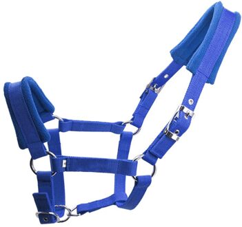 Duurzaam Paard Halter Afneembare Praktische Meerdere Maten Verstelbare Riem Dikker Dubbele Gelaagde Accessoires Fleece Gewatteerde blauw S