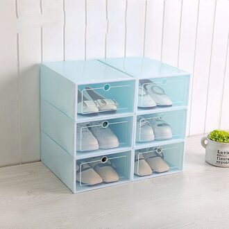 Duurzaam Plastic Clear Shoe Opslag Transparante Laars Box Stapelbaar Case Organizer blauw-S