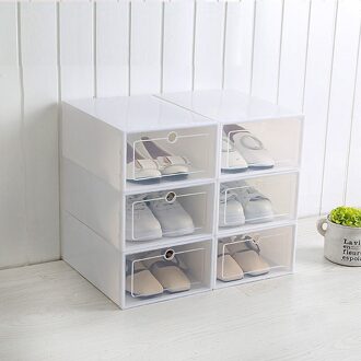 Duurzaam Plastic Clear Shoe Opslag Transparante Laars Box Stapelbaar Case Organizer wit-S