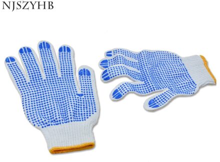 Duurzaam Pvc Geïmpregneerd Dikke Katoenen Werk Beschermende Draad Handschoenen Tuinieren Voertuig Onderhoud Antislip Rubber Draad Handschoenen