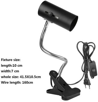 Duurzaam Reptiel E27 Lamp-Socket Kit 360 Graden Rotatie Verwarming Lamp Clip Cover Clip-On Lamp Universele Licht houder zwart 160cm EU plug