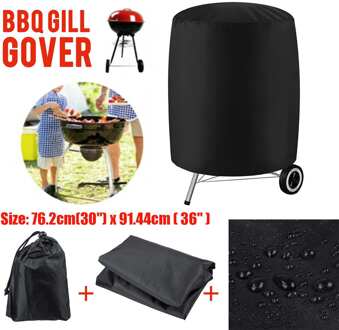 Duurzaam Ronde Waterdichte Anti Dust Outdoor Bbq Grill Cover Tuin Patio Barbecue Canvas Bescherm Cover Bbq Benodigdheden grijs / L(60.96cm x 72.39cm)