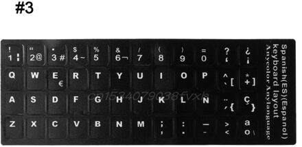 Duurzaam Russisch/Frans/Spaans/Japans/Duits/Arabisch/Koreaanse/Italiaanse Toetsenbord Taal Sticker Met wit Belettering 3 Spanish