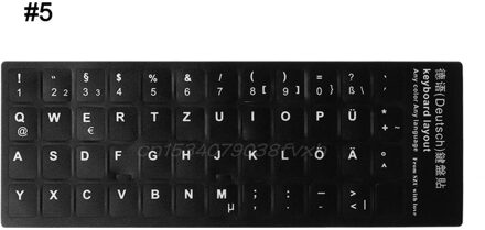 Duurzaam Russisch/Frans/Spaans/Japans/Duits/Arabisch/Koreaanse/Italiaanse Toetsenbord Taal Sticker Met wit Belettering 5 German