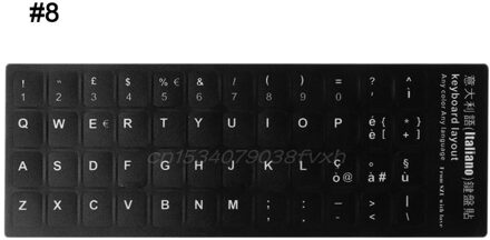 Duurzaam Russisch/Frans/Spaans/Japans/Duits/Arabisch/Koreaanse/Italiaanse Toetsenbord Taal Sticker Met wit Belettering 8 Italian