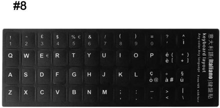Duurzaam Russisch/Frans/Spaans/Japans/Koreaans Toetsenbord Taal Sticker Zwarte Achtergrond Met Witte Belettering Voor Laptop pc 8