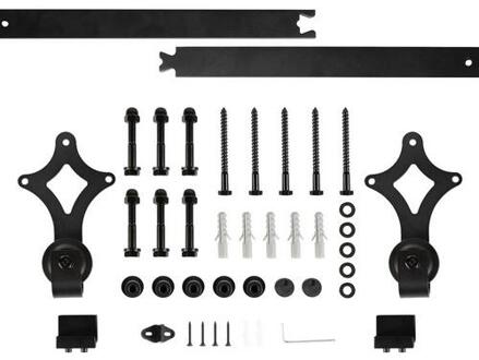 Duurzaam Schuur Deur Opknoping Rail Voor Europa Rustieke Zwart Sliding Hardware Kast Houten Deur Sliding Track Kit Naar Europa hwc Rhombus