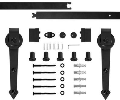 Duurzaam Schuur Deur Opknoping Rail Voor Europa Rustieke Zwart Sliding Hardware Kast Houten Deur Sliding Track Kit Naar Europa hwc Sword vorm
