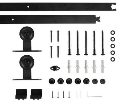 Duurzaam Schuur Deur Opknoping Rail Voor Europa Rustieke Zwart Sliding Hardware Kast Houten Deur Sliding Track Kit Naar Europa hwc T vorm