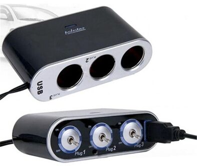 Duurzame Auto Laders Mini Usb Autolader Switch 3 Way Triple Sigarettenaansteker Splitter Led Light Switch