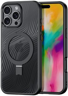 Dux Ducis Aimo iPhone 16 Pro Max hoesje met stand - Magsafe Backcover - Zwart Zwart, Transparant