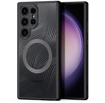 Dux Ducis Aimo Samsung Galaxy S24 Ultra hoesje - Magsafe Backcover case - Zwart Zwart, Transparant