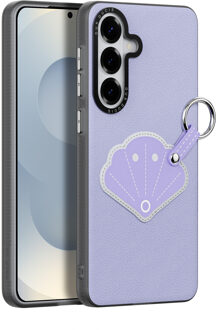 Dux Ducis Luvy Samsung Galaxy S26 Ultra PU-leren backcover hoes met ringhouder - Schelp/Lila Paars