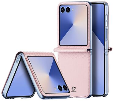 Dux Ducis Samsung Galaxy Z Flip 7 Leren hoes - backcover - Lichtroze