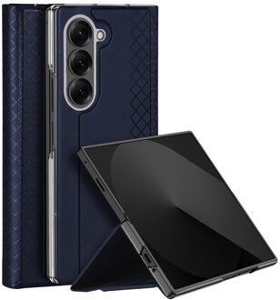 Dux Ducis Samsung Galaxy Z Fold 7 Leren hoes - bookcase - Donkerblauw