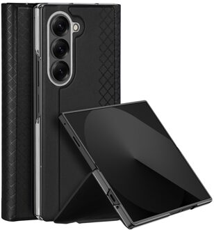 Dux Ducis Samsung Galaxy Z Fold 7 Leren hoes - bookcase - Zwart