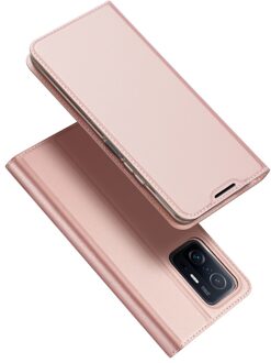 Dux Ducis Slim bookcase hoes - Xiaomi 11T / 11T Pro - Rose Goud Goud, Roze