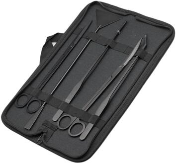Dw Aquarium 5 Stks/set Black Metal Pincet En Schaar Spatel Aqua Tank Cleaning Kit Tools 5 in1 suit
