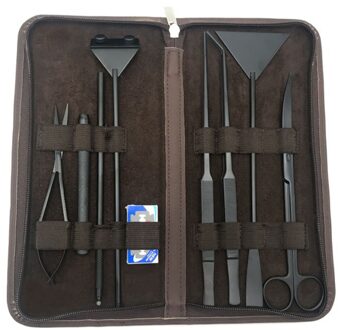 Dw Aquarium 5 Stks/set Black Metal Pincet En Schaar Spatel Aqua Tank Cleaning Kit Tools 6 in1 suit
