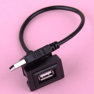 DWCX 24cm Auto Black Plastic Metalen Dashboard Flush Mount Man-vrouw Extension Embedded USB Kabel UC-1 Fit voor Toyota