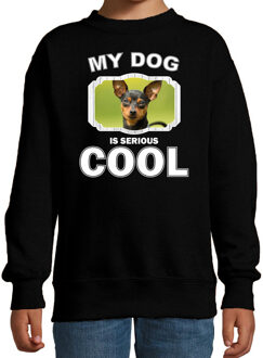 Dwergpinscher honden trui / sweater my dog is serious cool zwart - kinderen - Dwergpinschers liefhebber cadeau sweaters 7-8 jaar (122/128)