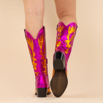 DWRS Label Cowboyboots 28520 regina oranje dames maat: leer Roze - 37