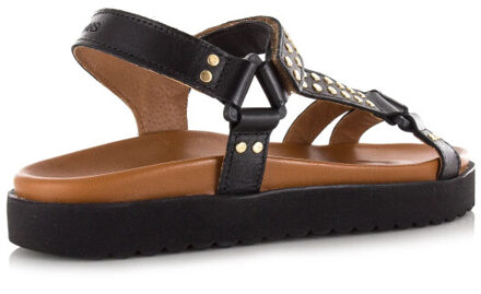 DWRS Label Dwrs kodiak leren sandalen met studs platte sandalen dames Zwart - 38