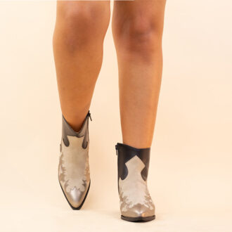 DWRS Label Enkellaarsjes 3631 monkey black stone dames leer Zwart - 38