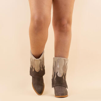 DWRS Label Laarzen 78 barbados stone elefante dames leer Bruin - 40