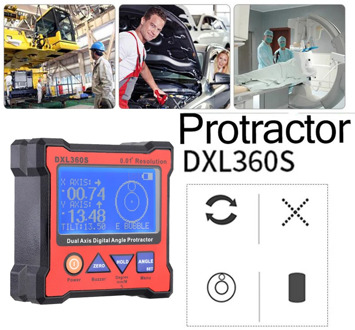 DXL360S Professional Dual-axis Digital Display Level Gauge Dual Axis Digital Angle Protractor with 5 Side Magnetic Base