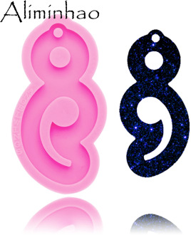 DY0282 Shiny Heart semi colon shape mold Silicone Molds DIY Mouse semicolon resin epoxy keychains Mould custom keychain