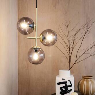 Dyberg larsen Como hanglamp, 3-lamps, messing messing, rookgrijs