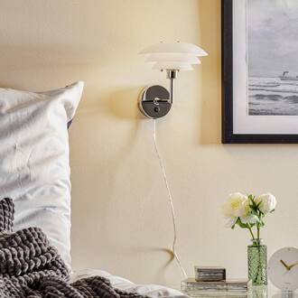 Dyberg larsen DL20 wandlamp, glazen kap, chroom opaalwit, chroom