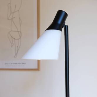 Dyberg larsen Gent vloerlamp, zwart, glas zwart mat, opaal