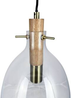 Dyberg larsen hanglamp Bistro, Ø 25 cm, transparant, glas transparant, bruin, messing