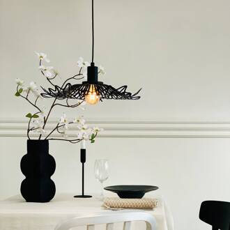 Dyberg larsen hanglamp Flora, zwart mat, Ø 40 cm metaal