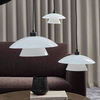 Dyberg larsen hanglamp Norup, Ø 38 cm, opaal/zwart, glas opaal, zwart
