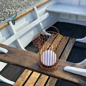 Dyberg larsen LED tafellamp Basket, terracotta, metaal terracotta, wit