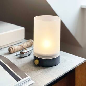 Dyberg larsen LED tafellamp Cozy, hoogte 20,5 cm, beton grijs, opaal