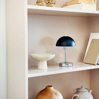 Dyberg larsen LED tafellamp Malmö, hoogte 23 cm, metaal chroom, zwart