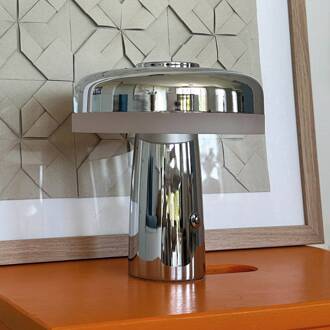 Dyberg larsen LED tafellamp Porter, chroom, hoogte 16 cm