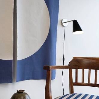 Dyberg larsen Oswald wandlamp zwart/staal zwart, staal geborsteld